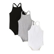 QTBIUQ 3-Pack Baby Ribbed Bodysuit Set Sleeveless Tank Top Onesie Summer Cami Romper for 6-24 Months